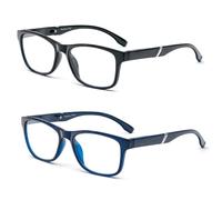 MMOWW 2pack Occhiali da Lettura Uomo Donna Confezione da 3 - Occhiali Ultraleggeri con Cerniere a Molla (NeroBlu, +1.0)