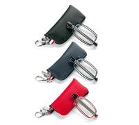 MMOWW Confezione da 3 occhiali da lettura pieghevoli per uomo e donna con asta telescopica con chiusura lampo, portachiavi mini filtro luce blu occhiali +3.0