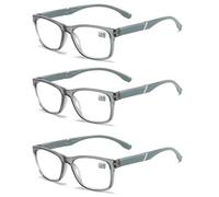 MMOWW Occhiali da Lettura Uomo Donna Confezione da 3 - Occhiali Ultraleggeri con Cerniere a Molla (Grigio, +2.5)