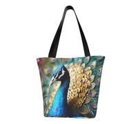 MMSJSBVY Angel Wing - Borsa per la spesa da donna, grande capacità, adatta per shopping, gite in spiaggia e fitness, Bellissimo pavone., Taglia unica