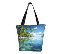 MMSJSBVY Angel Wing - Borsa per la spesa da donna, grande capacità, adatta per shopping, gite in spiaggia e fitness, Bella isola nel mare, Taglia unica