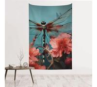 MMSJSBVY Arazzo decorativo con libellula sul fiore, 152,4 x 101,6 cm, decorazione da parete, adatto come sfondo per la testa del letto, telo da spiaggia o tovaglia