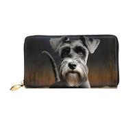 MMSJSBVY Astronaut Landing On The Moon Portafoglio da donna, in pelle con cerniera, pochette lunga, Cane Schnauzer animale, Taglia unica