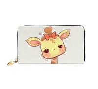 MMSJSBVY Astronaut Landing On The Moon Portafoglio da donna, in pelle con cerniera, pochette lunga, Carino fiocco giraffa, Taglia unica