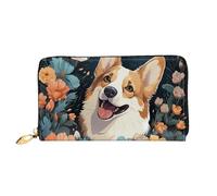 MMSJSBVY Astronaut Landing On The Moon Portafoglio da donna, in pelle con cerniera, pochette lunga, Motivo Corgi., Taglia unica