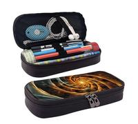 MMSJSBVY Astuccio a forma di gatto rosa, grande capacità, resistente, organizer per cancelleria, forniture scolastiche e ufficio, Modello a spirale astratto giallo, Taglia unica, Beauty Case
