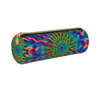 MMSJSBVY Astuccio cilindrico per matite con coppia sposata che cammina sulla spiaggia, astuccio in pelle, bella grande capacità, adatto per studenti, ufficio, viaggi, pennelli da trucco, con cerniera