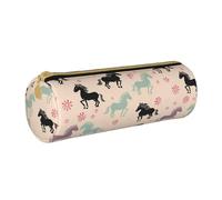 MMSJSBVY Astuccio cilindrico per matite con coppia sposata che cammina sulla spiaggia, astuccio in pelle, bella grande capacità, adatto per studenti, ufficio, viaggi, pennelli da trucco, con cerniera