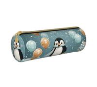 MMSJSBVY Astuccio cilindrico per matite con frutta estiva, in pelle, bella capienza, adatto per studenti, ufficio, viaggi, pennelli da trucco, con cerniera, Palloncino a forma di pinguino, Taglia