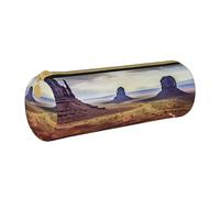 MMSJSBVY Astuccio cilindrico per matite e matite, in pelle, con grazioso coniglietto, molto capiente, adatto per studenti, ufficio, viaggi, pennelli da trucco, con cerniera, Paesaggio di Monument