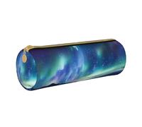 MMSJSBVY Astuccio cilindrico per matite e matite, in pelle, con motivo floreale, molto capiente, adatto per studenti, ufficio, viaggi, pennelli da trucco, con cerniera, Luci del nord, Taglia unica