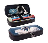 MMSJSBVY Astuccio con fiori rossi che bruciano - Astuccio resistente di grande capacità, organizer per cancelleria, forniture scolastiche e ufficio, San Valentino, coppia, di, cigni cuore, Taglia