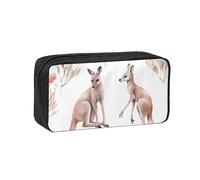 MMSJSBVY Astuccio grande capacità con libellula, organizer per cancelleria in tessuto Oxford, con cerniera liscia, per scuola, ufficio, viaggi, Funny Cartoon Kangaroo Zoo, taglia unica, Beauty Case