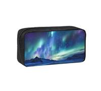 MMSJSBVY Astuccio grande con delfino e tramonto, in tessuto Oxford, organizer per cancelleria con cerniera liscia, per scuola, ufficio, viaggi, Luci del nord, taglia unica, Beauty Case