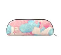 MMSJSBVY Astuccio in pelle a forma di cane, organizer semicircolare con cerniera per penne, cosmetici e viaggi, Cotton Candy., Taglia unica, Zaino per la scuola
