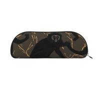 MMSJSBVY Astuccio in pelle blu con motivo tropicale, organizer semicircolare con cerniera per penne, cosmetici e viaggi, Scimmia Gibbon Nero, Taglia unica, Zaino per la scuola