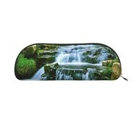 MMSJSBVY Astuccio in pelle con due grandi panda, organizer semicircolare con cerniera per penne, cosmetici e viaggi, Cascata che scorre giù, Taglia unica, Zaino per la scuola