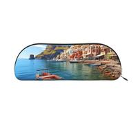 MMSJSBVY Astuccio in pelle con fiocco di neve, organizer semicircolare con cerniera per penne, cosmetici e viaggi, Città di mare, Taglia unica, Zaino per la scuola