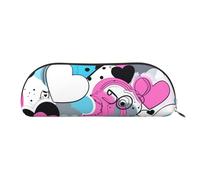 MMSJSBVY Astuccio in pelle con fiori blu, organizer semicircolare con cerniera per penne, cosmetici e viaggi, Mucca Nascondi Con Cuori Moo Amore, Taglia unica, Zaino per la scuola