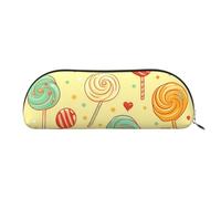 MMSJSBVY Astuccio in pelle con motivo a quadri di cervo e orso, organizer semicircolare con cerniera per penne, cosmetici e viaggi, Candy, Taglia unica, Zaino per la scuola