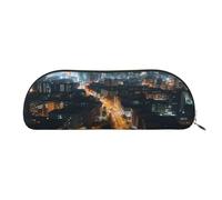 MMSJSBVY Astuccio in pelle con motivo Corgi, organizer semicircolare con cerniera per penne, cosmetici e viaggi, Vista notturna della città, Taglia unica, Zaino per la scuola