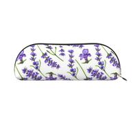 MMSJSBVY Astuccio in pelle con orsetti colorati, organizer semicircolare con cerniera per penne, cosmetici e viaggi, Fiori di lavanda, Taglia unica, Zaino per la scuola