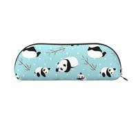 MMSJSBVY Astuccio in pelle con panda in stile cartone animato, organizer semicircolare con cerniera per penne, cosmetici e viaggi, Panda Bear Cartoon, Taglia unica, Zaino per la scuola