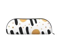 MMSJSBVY Astuccio in pelle di agnello - organizer semicircolare con cerniera per penne, cosmetici e viaggi, Glitter Rainbow Polka Dot Stripe Nero e Bianco, Taglia unica, Zaino per la scuola
