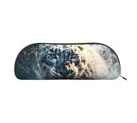 MMSJSBVY Astuccio in pelle per freccette - organizer semicircolare con cerniera per penne, cosmetici e viaggi, Blue Eyed Snow Leopard, Taglia unica, Zaino per la scuola