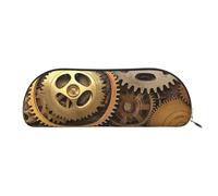 MMSJSBVY Astuccio in pelle per matite di Halloween, organizer semicircolare con cerniera per penne, cosmetici e viaggi, Gli ingranaggi a tema orologi, Taglia unica, Zaino per la scuola
