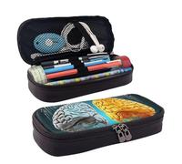 MMSJSBVY Astuccio per matite con disegno di sole, grande capacità, resistente, per cancelleria, forniture scolastiche e ufficio, Funzioni cerebrali destra e sinistra, Taglia unica, Beauty Case