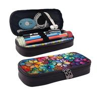 MMSJSBVY Astuccio per matite con erbe e piante erbacee fiorite, grande capacità, resistente, organizer per cancelleria, forniture scolastiche e ufficio, Vetro colorato fiore, Taglia unica, Beauty Case