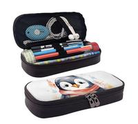 MMSJSBVY Astuccio portamatite con pinguino in stile cartone animato, grande capacità, resistente, organizer per cancelleria, forniture scolastiche e ufficio, Simpatico pinguino cartone animato, Taglia