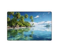 MMSJSBVY Beautiful Island In The Sea - Tappetino in flanella 152 x 99 cm, morbido, antiscivolo, assorbente, in memory foam, adatto per salotti, camere da letto, uffici, lavabile