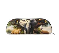 MMSJSBVY Bellissimo astuccio in pelle Sunset - organizer semicircolare con cerniera per penne, cosmetici e viaggi, Animali africani, Taglia unica, Zaino per la scuola