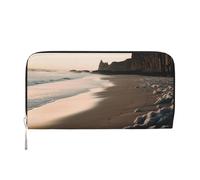 MMSJSBVY Bellissimo portafoglio lungo di colore per le donne portafoglio con cerniera in pelle grande capacità portafoglio frizione con slot per schede, Spiaggia, taglia unica