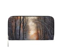 MMSJSBVY Bellissimo portafoglio lungo di colore per le donne portafoglio con cerniera in pelle grande capacità portafoglio frizione con slot per schede, Vagando nella luce invernale, taglia unica