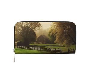 MMSJSBVY Bellissimo portafoglio lungo di colore per le donne portafoglio con cerniera in pelle grande capacità portafoglio frizione con slot per schede, Agriturismo di campagna, taglia unica