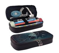 MMSJSBVY Blue Fishes Ocean - Astuccio per matite resistente e di grande capacità, organizer per cancelleria, forniture scolastiche e ufficio, Stelle lunari e pianeti, Taglia unica, Beauty Case