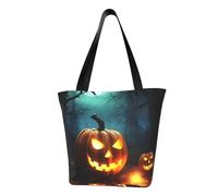 MMSJSBVY Blue Fishes Ocean, borsa per la spesa da donna, grande capacità, adatta per shopping, gite in spiaggia e fitness, Felice Zucche di Halloween, Taglia unica