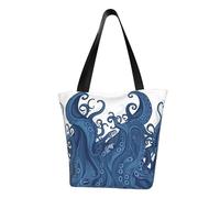 MMSJSBVY Blue Tentacles - Borsa per la spesa da donna, grande capacità, adatta per shopping, gite in spiaggia e fitness, Tentacoli Blu, Taglia unica