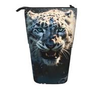 MMSJSBVY Book Under The Light Astuccio retrattile per matite in piedi, in tessuto Oxford, organizer con cerniera, per scuola e ufficio, Blue Eyed Snow Leopard, One Size, Beauty Case