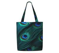 MMSJSBVY Borsa a tracolla in tela con pinguino felice, borsa per la spesa in poliestere leggero, borsa riutilizzabile per uso quotidiano per lavoro, scuola e drogheria, Pavone fresco, Taglia unica