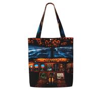 MMSJSBVY Borsa a tracolla in tela con pinguino felice, borsa per la spesa in poliestere leggero, borsa riutilizzabile per uso quotidiano per lavoro, scuola e drogheria, Cabina di pilotaggio dell'aere