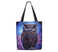 MMSJSBVY Borsa a tracolla in tela con pinguino felice, borsa per la spesa in poliestere leggero, borsa riutilizzabile per uso quotidiano per lavoro, scuola e drogheria, Gufo blu., Taglia unica