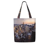 MMSJSBVY Borsa a tracolla in tela di tela con bradipo divertente, borsa per la spesa in poliestere leggero, borsa riutilizzabile per uso quotidiano per lavoro, scuola e drogheria, Città di New York