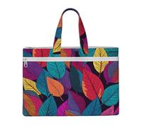 MMSJSBVY Borsa alla moda del documento della tela del modello luminoso dei coriandoli, borsa tote di grande capacità con le tasche doppie della chiusura lampo per il pendolarismo e, Foglie colorate