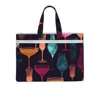 MMSJSBVY Borsa alla moda del documento della tela del modello luminoso dei coriandoli, borsa tote di grande capacità con le tasche doppie della chiusura lampo per il pendolarismo e, Bicchieri da