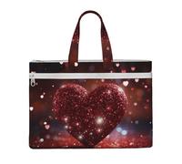 MMSJSBVY Borsa alla moda del documento della tela dell'albero e dell'oscillazione di autunno, tote di grande capacità con le tasche doppie della chiusura lampo per pendolarismo e studio, Cuore Glitter