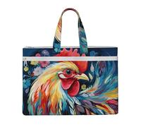 MMSJSBVY Borsa alla moda del documento della tela dell'albero e dell'oscillazione di autunno, tote di grande capacità con le tasche doppie della chiusura lampo per pendolarismo e studio, Pollo